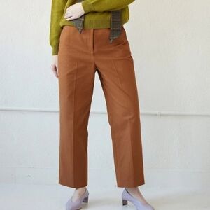 Christine Alcalay Piper Pant Cotton Twill Ankle Length Nutmeg Brown Size 6